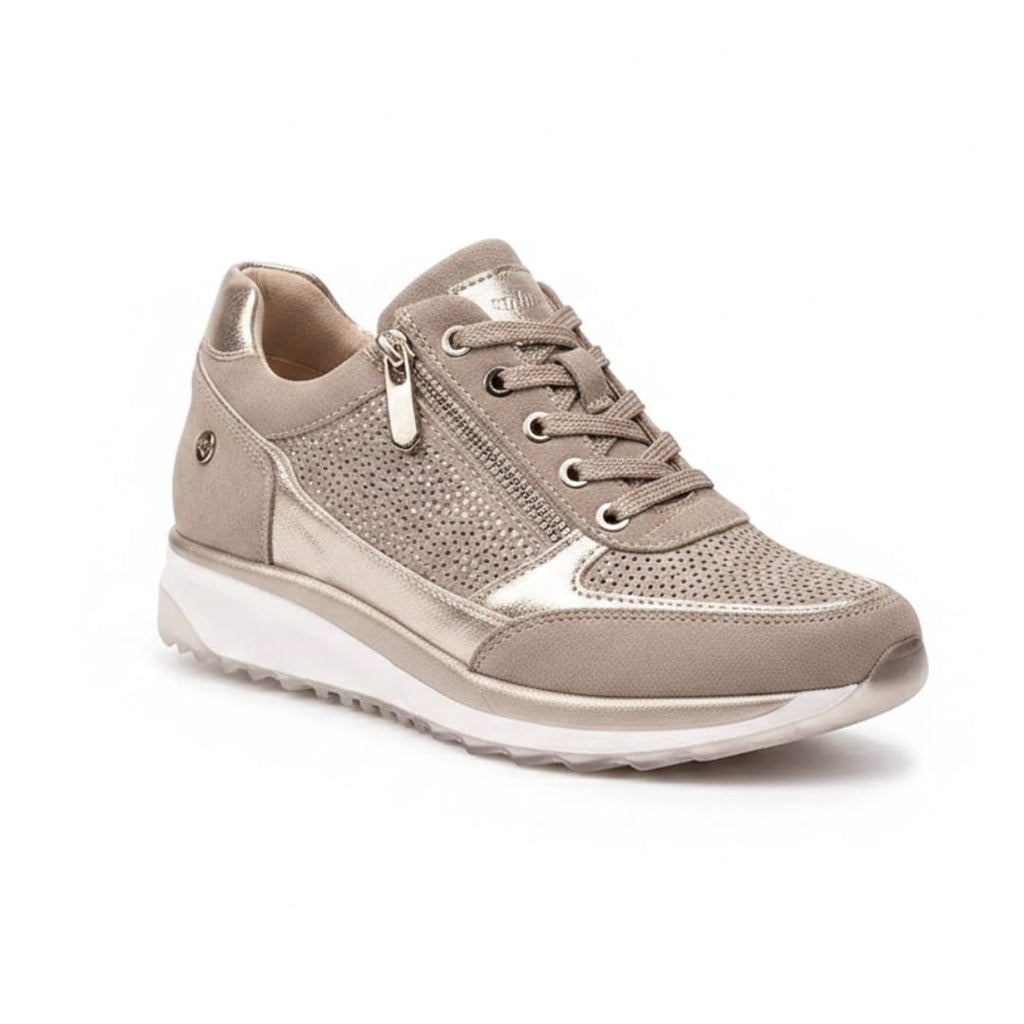 Aurélie Sneakers Plateforme Compensée à Lacets avec Zip Latéral Confort Casual