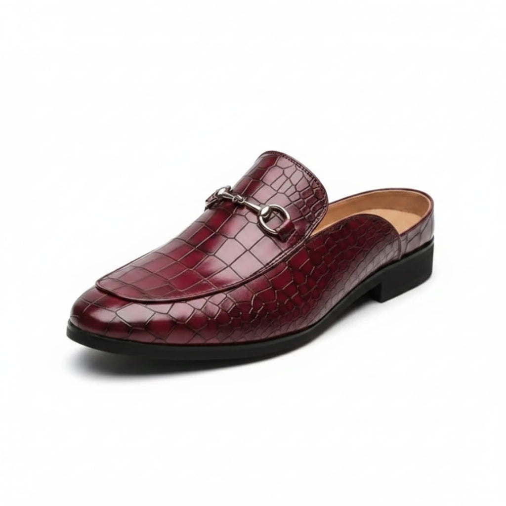 Harold Mules Mocassins en Cuir Embossé – Style Chic À Boucle Métallique Sabots Casual