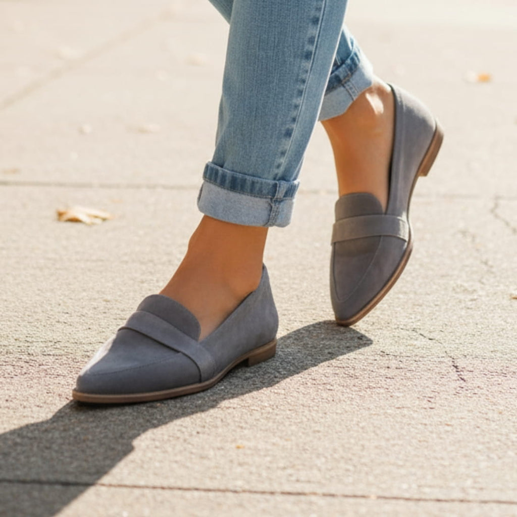 Helen Mocassins en Daim – Confort Chic Silhouette Bout Pointu Casual