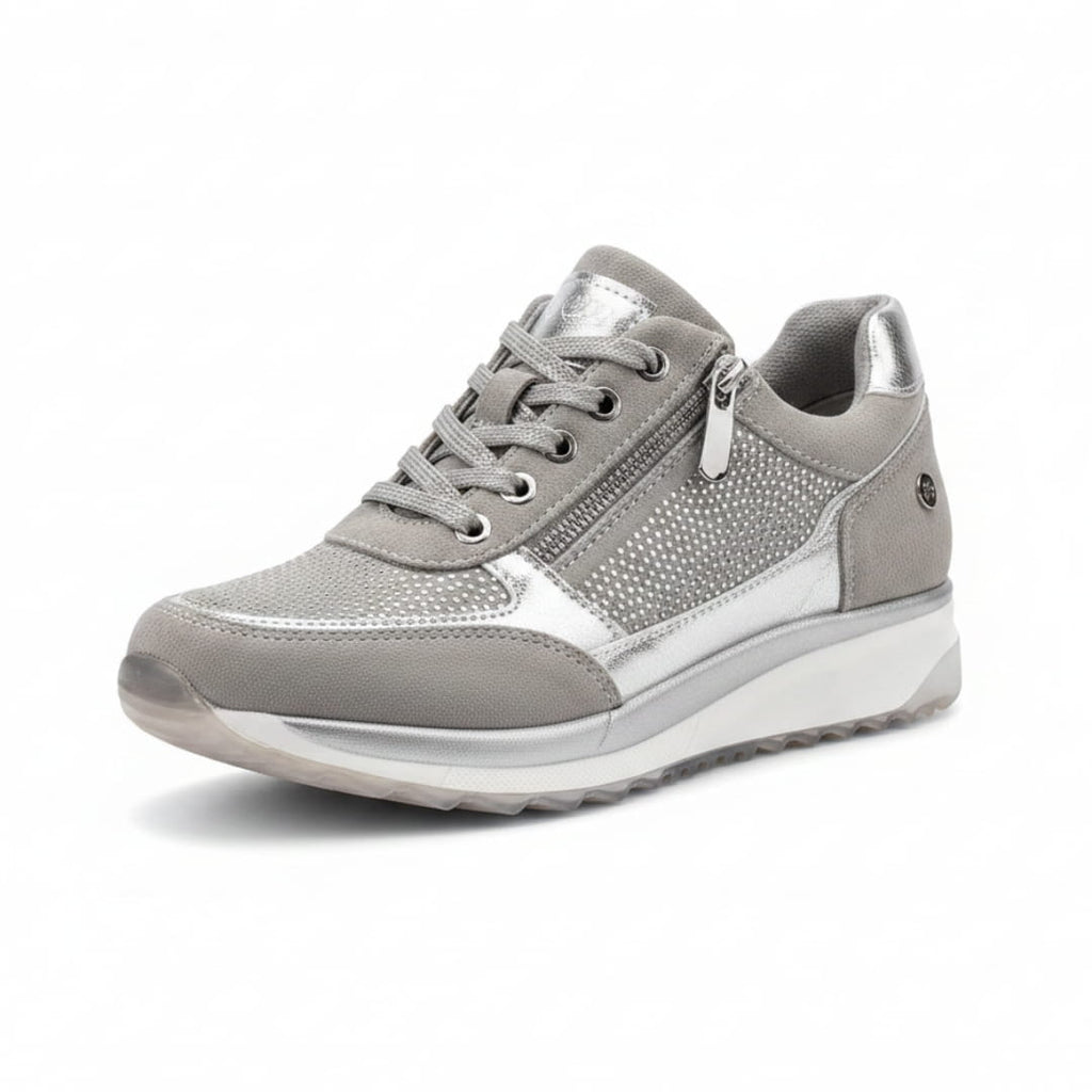 Aurélie Sneakers Plateforme Compensée à Lacets avec Zip Latéral Confort Casual