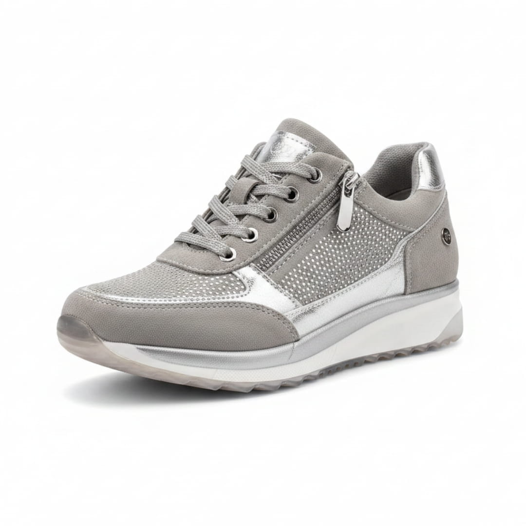 Aurélie Sneakers Plateforme Compensée à Lacets avec Zip Latéral Confort Casual