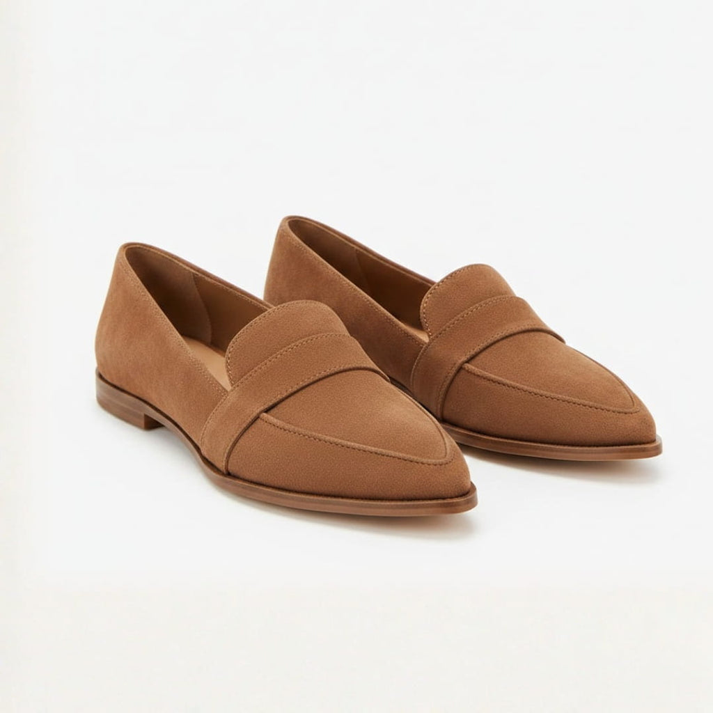 Helen Mocassins en Daim – Confort Chic Silhouette Bout Pointu Casual