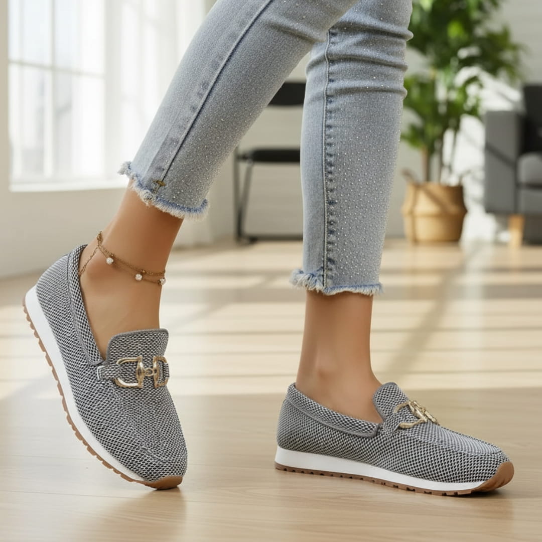 Béatrice Mocassins Souples – Confort Respirant À Boucle Métallique Casual