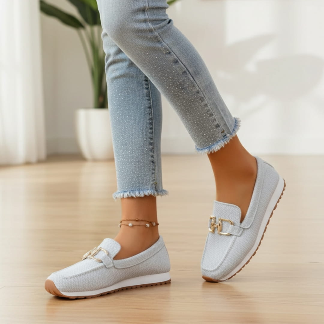 Béatrice Mocassins Souples – Confort Respirant À Boucle Métallique Casual