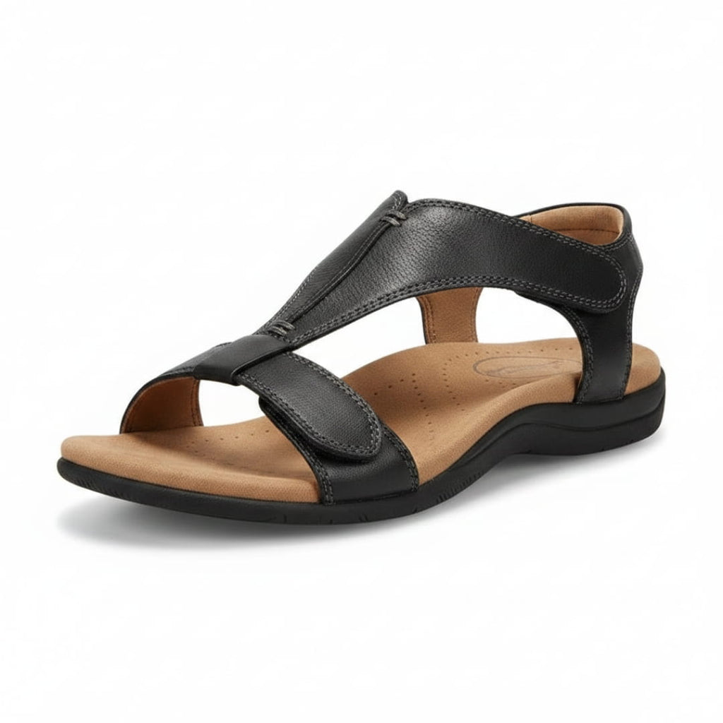 Camille Sandales en Cuir – Bride en T Ajustable Semelle Ergonomique Légère