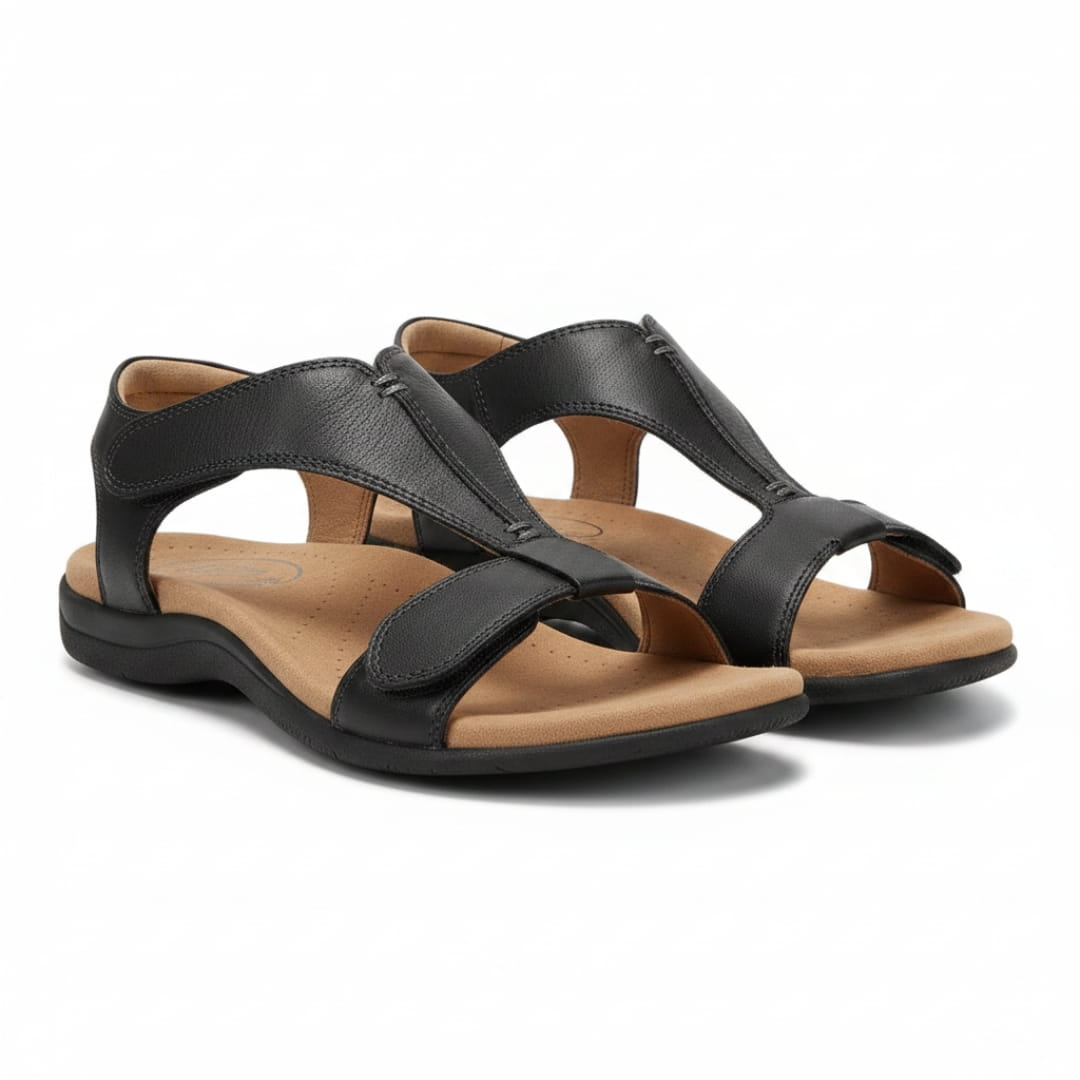 Camille Sandales en Cuir – Bride en T Ajustable Semelle Ergonomique Légère