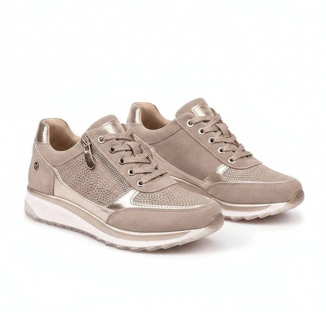 Aurélie Sneakers Plateforme Compensée à Lacets avec Zip Latéral Confort Casual