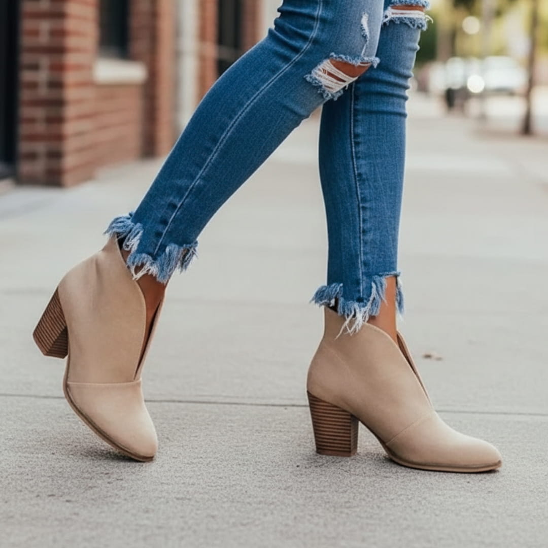 Lucia Bottines Cheville – Talon Bloc Stable Silhouette Bout Amande Chaussures Quotidiennes