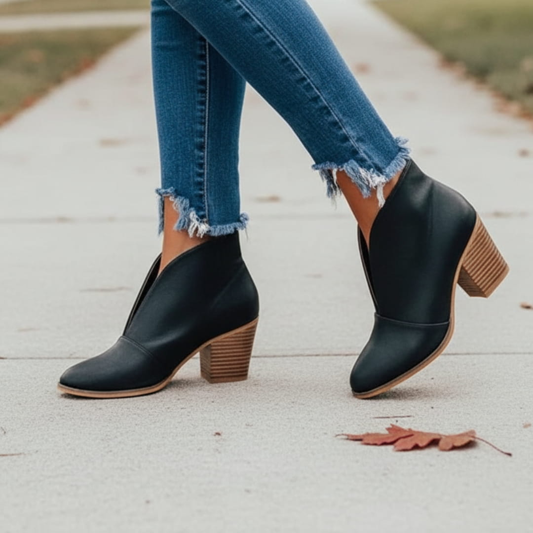 Lucia Bottines Cheville – Talon Bloc Stable Silhouette Bout Amande Chaussures Quotidiennes