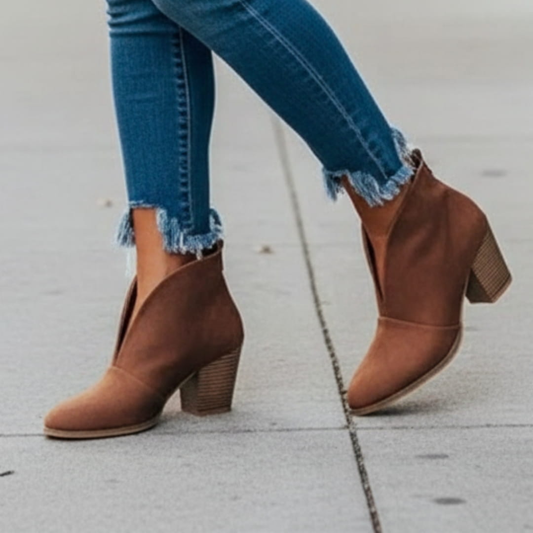 Lucia Bottines Cheville – Talon Bloc Stable Silhouette Bout Amande Chaussures Quotidiennes