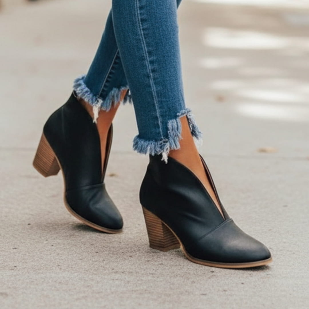 Lucia Bottines Cheville – Talon Bloc Stable Silhouette Bout Amande Chaussures Quotidiennes