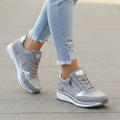 Aurélie Sneakers Plateforme Compensée à Lacets avec Zip Latéral Confort Casual