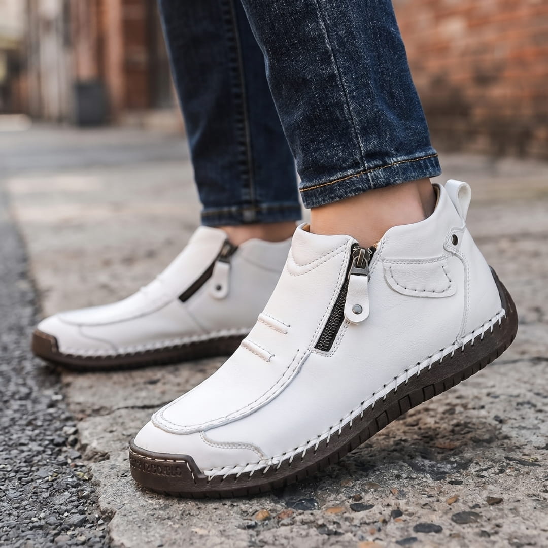 Valerio Bottines en Cuir Cousus Main – Bottes Confort à Zip Latéral et Semelle Antidérapante