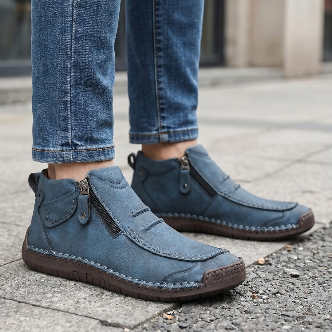 Valerio Bottines en Cuir Cousus Main – Bottes Confort à Zip Latéral et Semelle Antidérapante