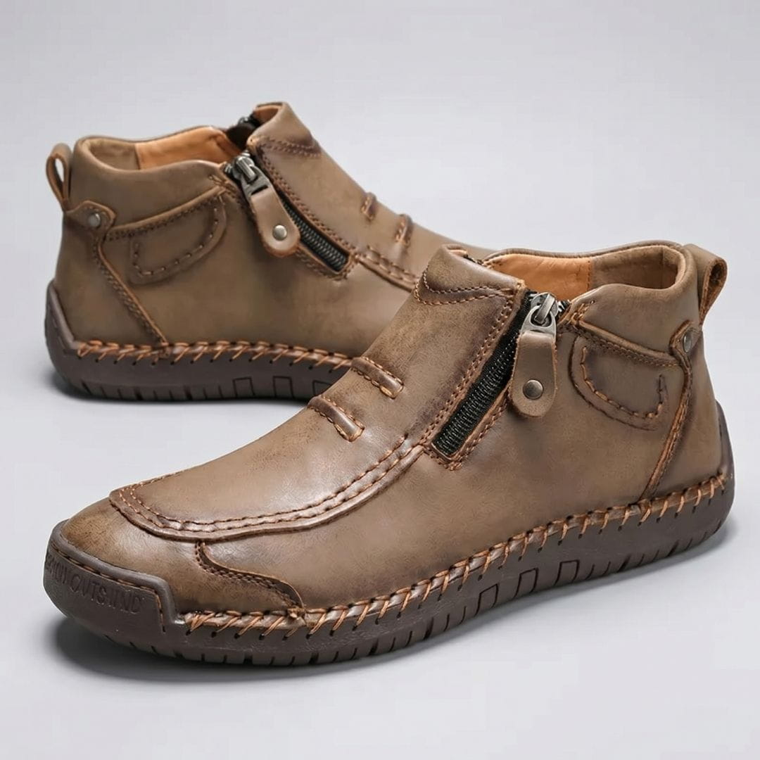 Valerio Bottines en Cuir Cousus Main – Bottes Confort à Zip Latéral et Semelle Antidérapante