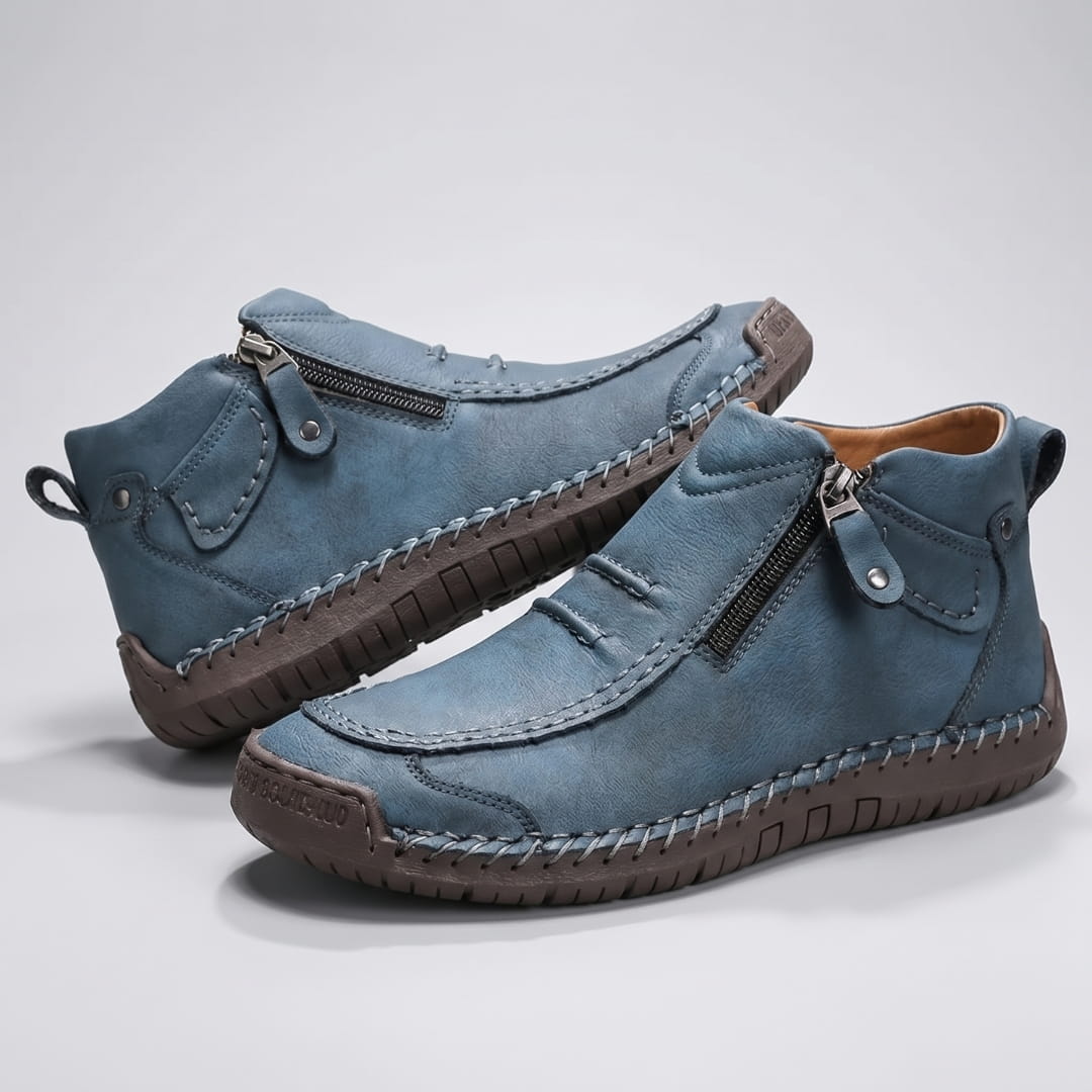 Valerio Bottines en Cuir Cousus Main – Bottes Confort à Zip Latéral et Semelle Antidérapante