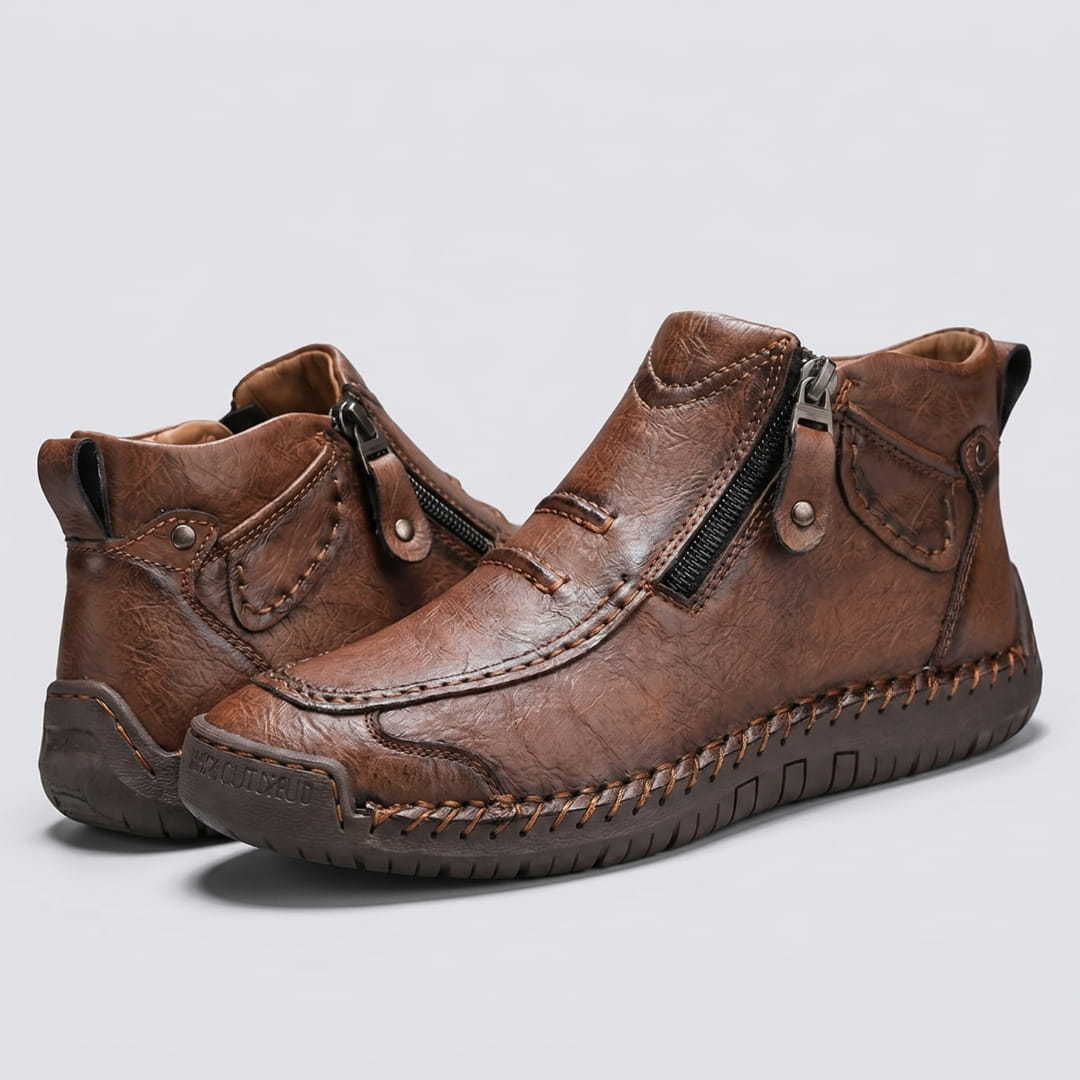 Valerio Bottines en Cuir Cousus Main – Bottes Confort à Zip Latéral et Semelle Antidérapante
