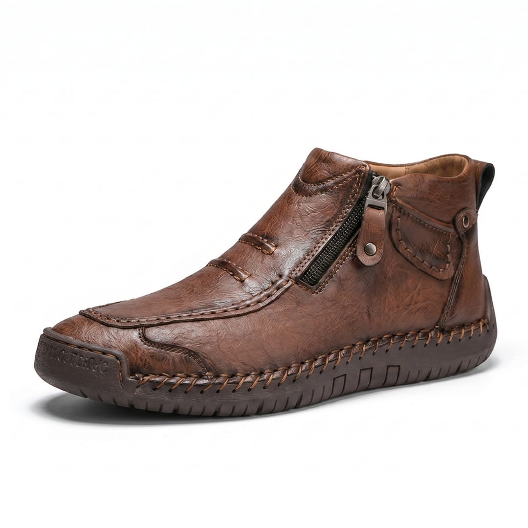 Valerio Bottines en Cuir Cousus Main – Bottes Confort à Zip Latéral et Semelle Antidérapante