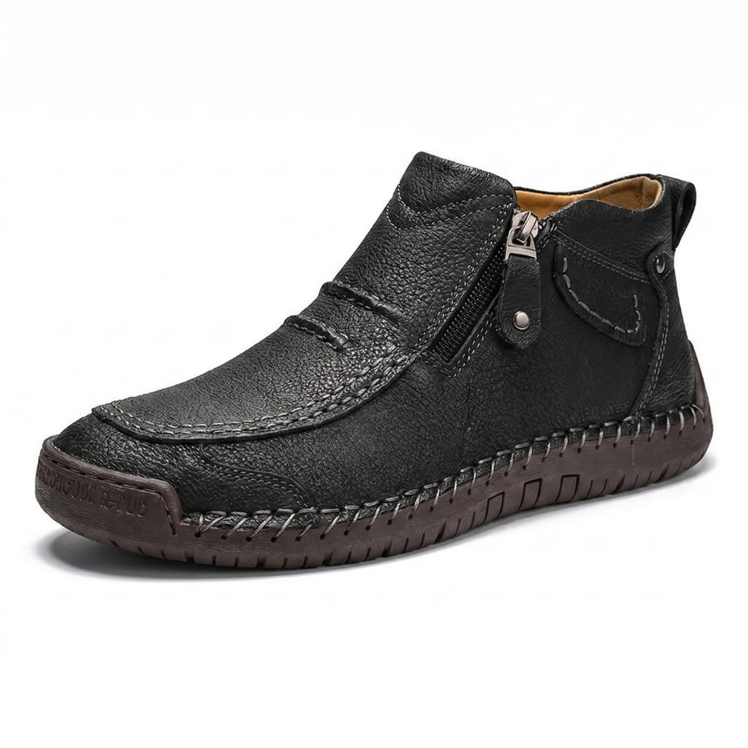 Valerio Bottines en Cuir Cousus Main – Bottes Confort à Zip Latéral et Semelle Antidérapante
