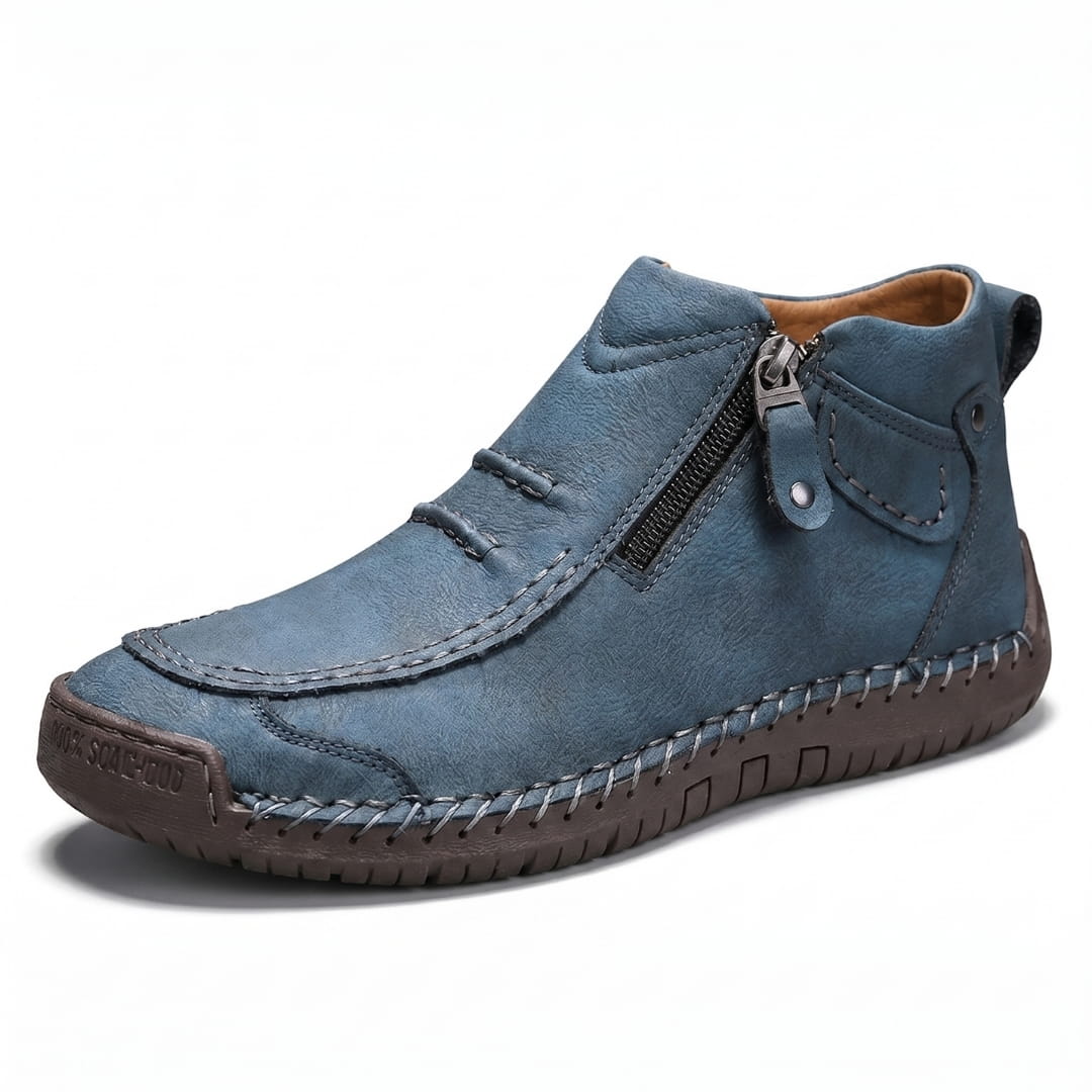 Valerio Bottines en Cuir Cousus Main – Bottes Confort à Zip Latéral et Semelle Antidérapante