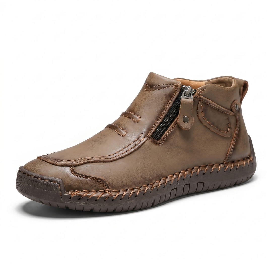 Valerio Bottines en Cuir Cousus Main – Bottes Confort à Zip Latéral et Semelle Antidérapante