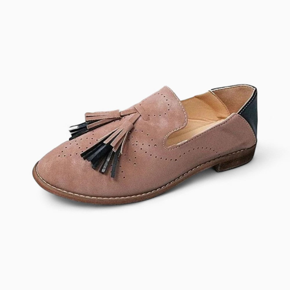 Mocassins Rose Et Bleu À Glands Pour Femme