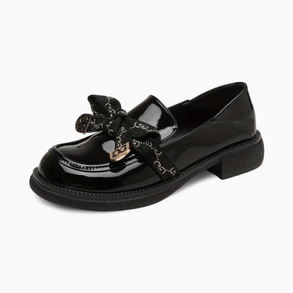 Mocassins Plateforme Nœud Papillon Noir Pour Femmes