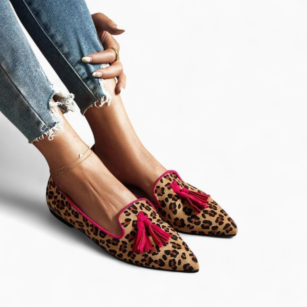 Mocassins Plats À Glands Imprimé Léopard Pour Femme