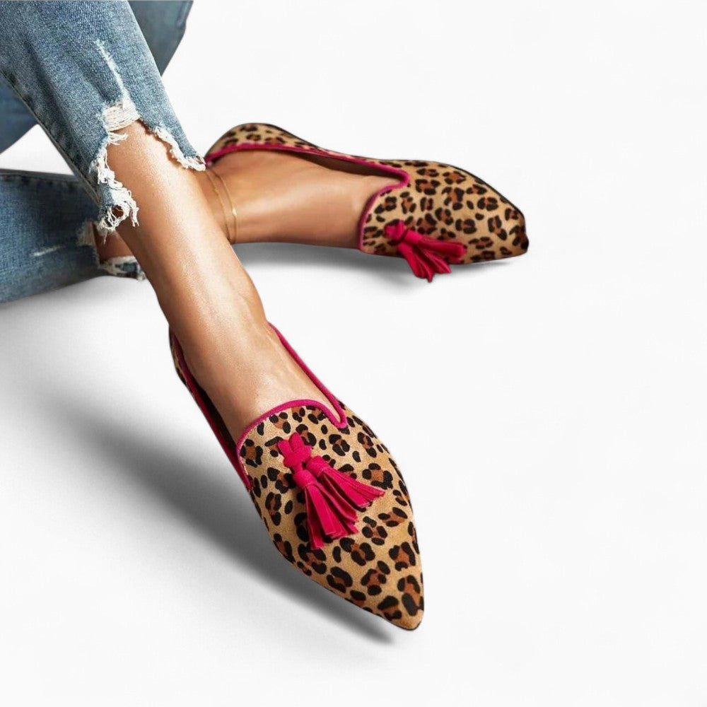 Mocassins Plats À Glands Imprimé Léopard Pour Femme