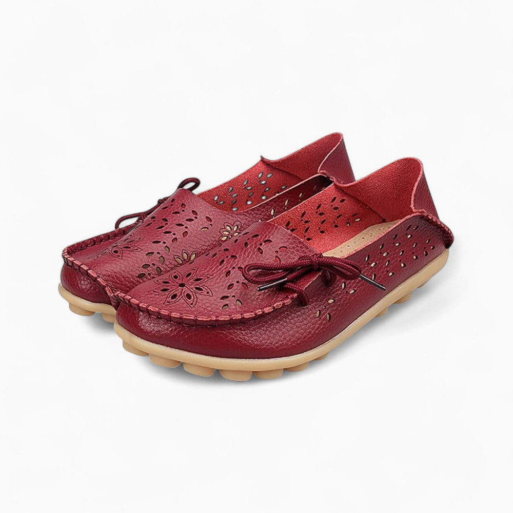Mocassins Plats Souples Et Ajourés Avec Motifs Fleurs