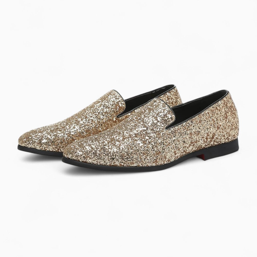 Mocassins Pointus Dorés Pour Hommes
