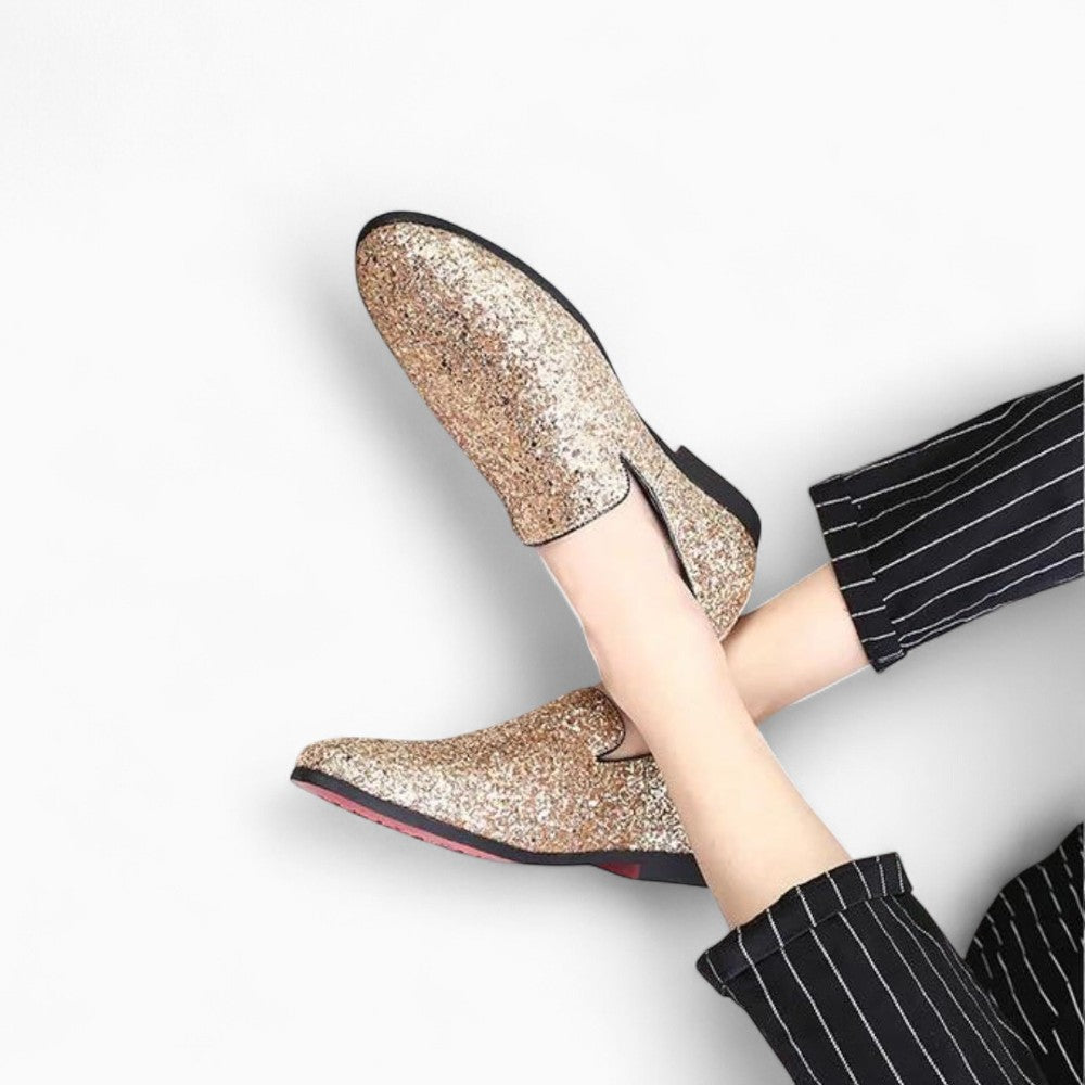 Mocassins Pointus Dorés Pour Hommes