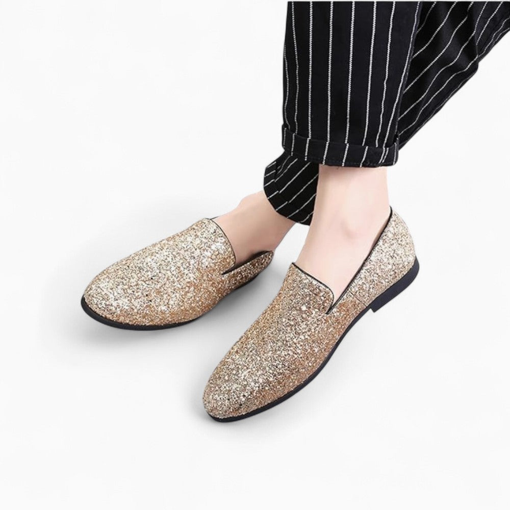 Mocassins Pointus Dorés Pour Hommes