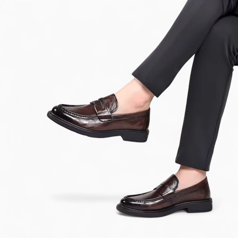 Mocassins Pour Homme En Cuir Véritable De Couleur Marron