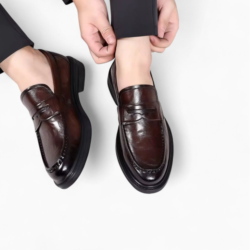 Mocassins Pour Homme En Cuir Véritable De Couleur Marron