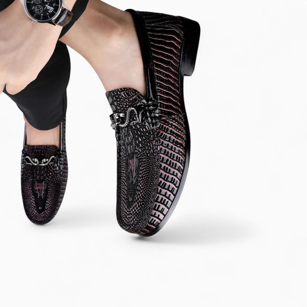 Mocassins Pour Hommes Effet Cuir Vernis Peau De Serpent