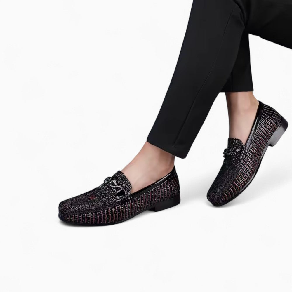 Mocassins Pour Hommes Effet Cuir Vernis Peau De Serpent
