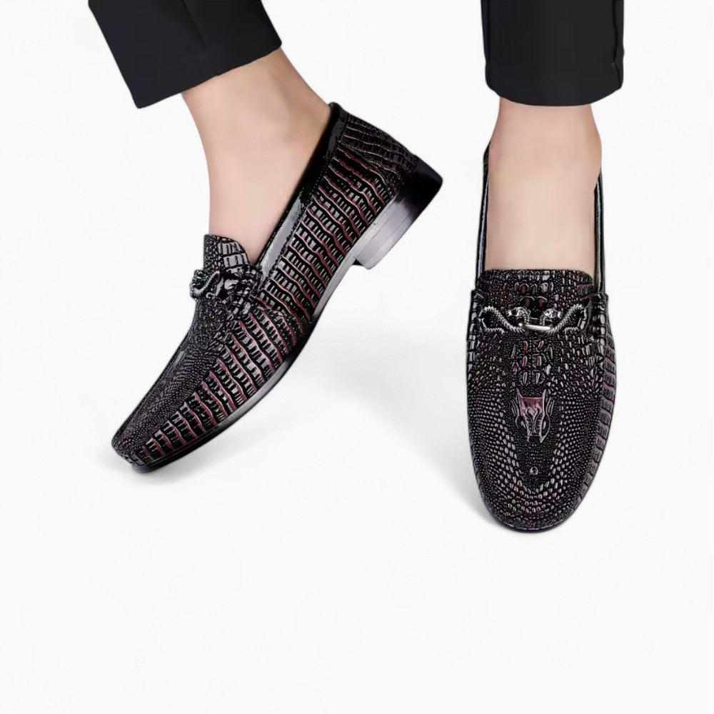 Mocassins Pour Hommes Effet Cuir Vernis Peau De Serpent