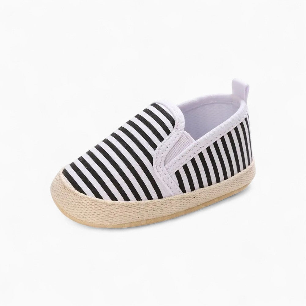 Mocassins premiers pas en Coton Motif Rayures
