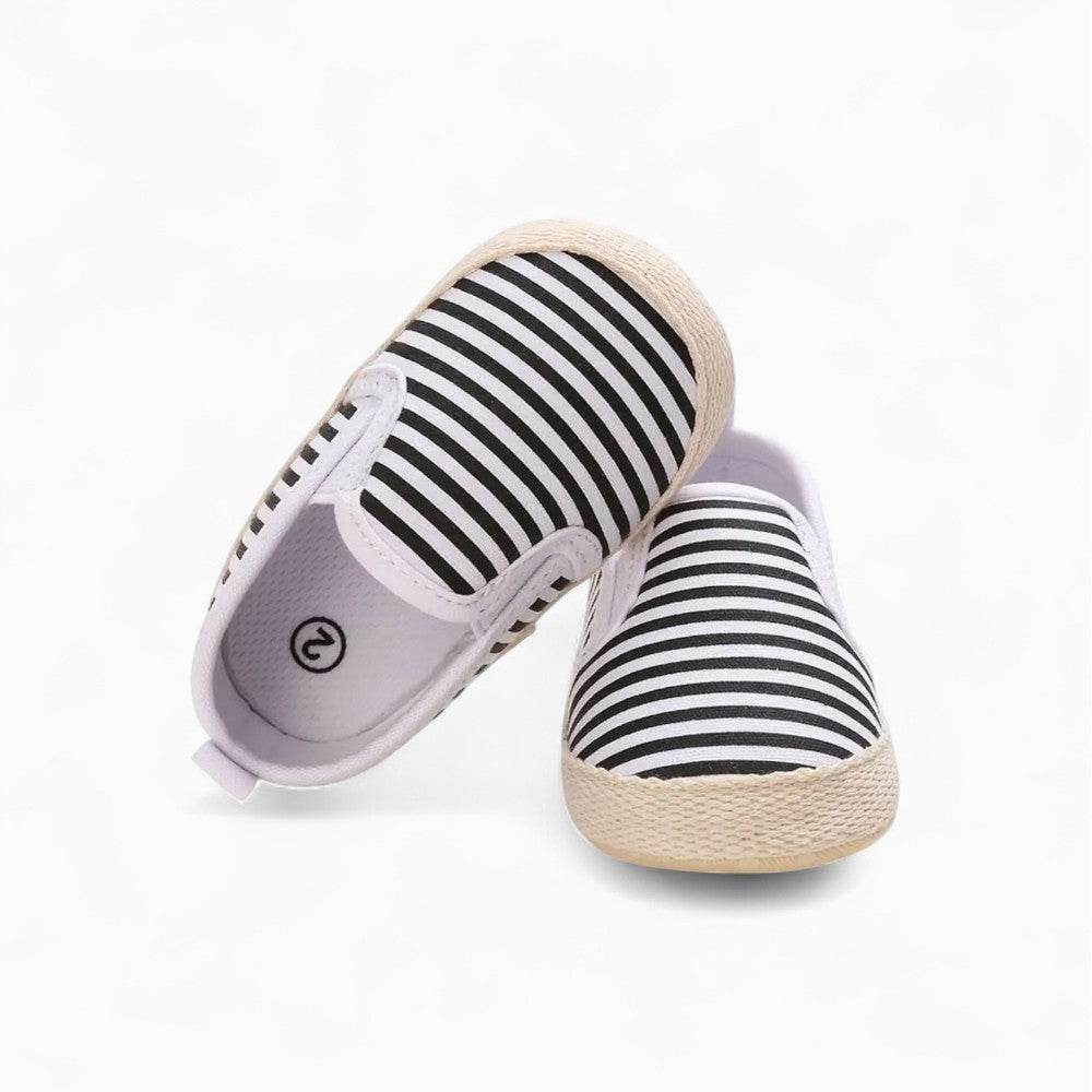 Mocassins premiers pas en Coton Motif Rayures