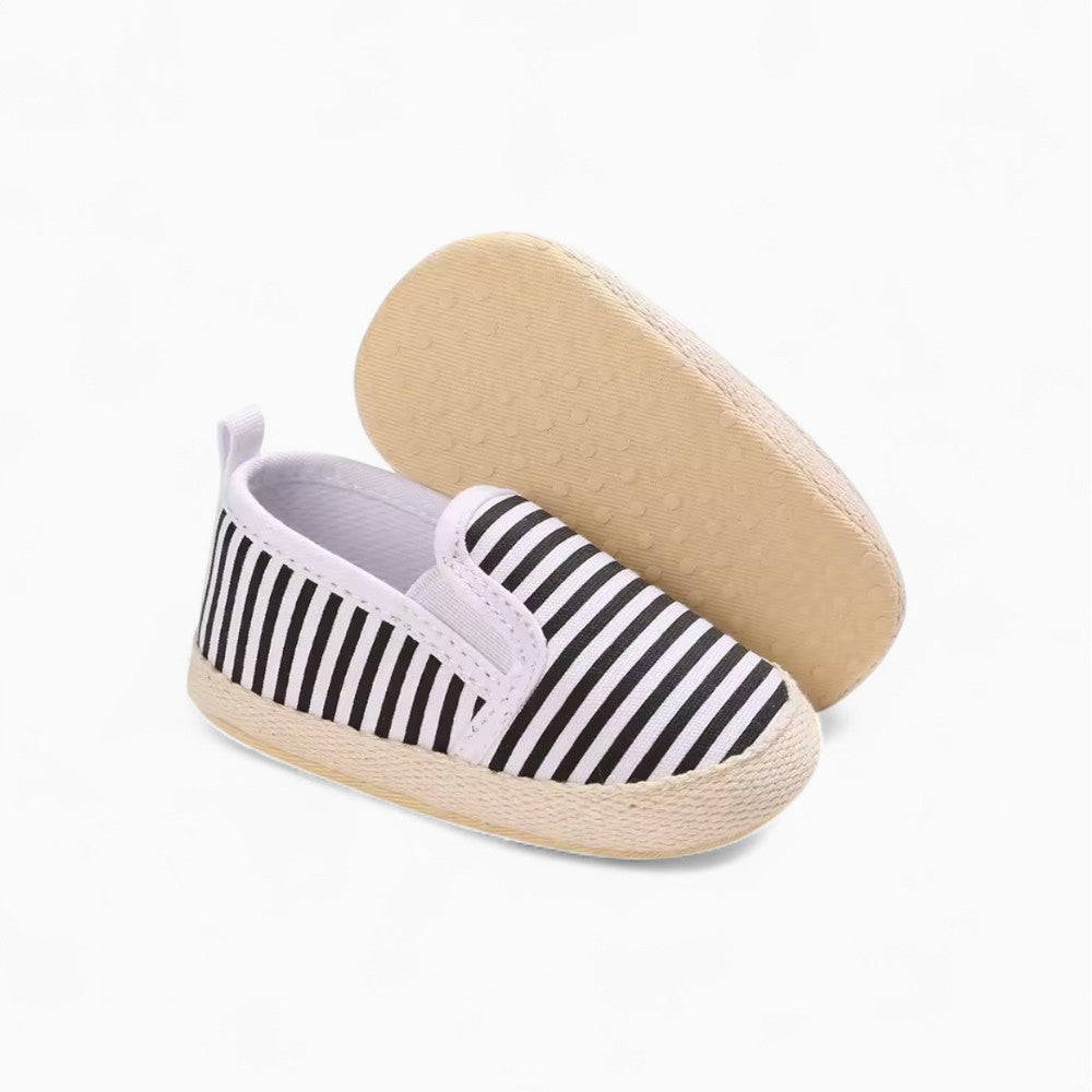 Mocassins premiers pas en Coton Motif Rayures