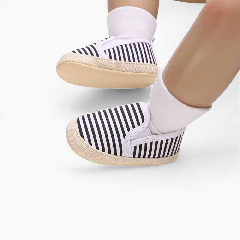 Mocassins premiers pas en Coton Motif Rayures
