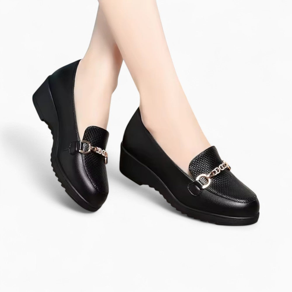 Mocassins Orthopédiques Noirs Plateforme Pour Femme