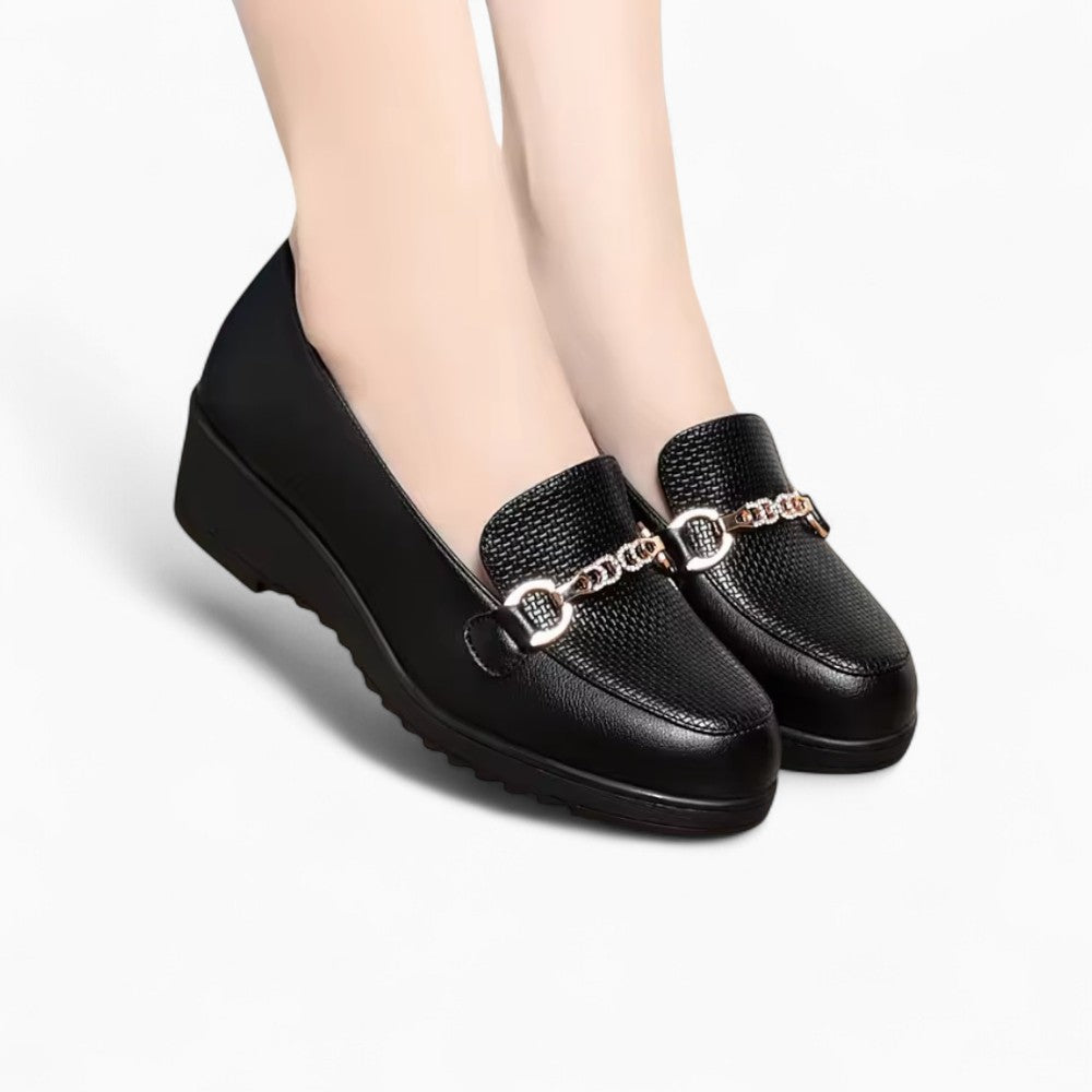 Mocassins Orthopédiques Noirs Plateforme Pour Femme