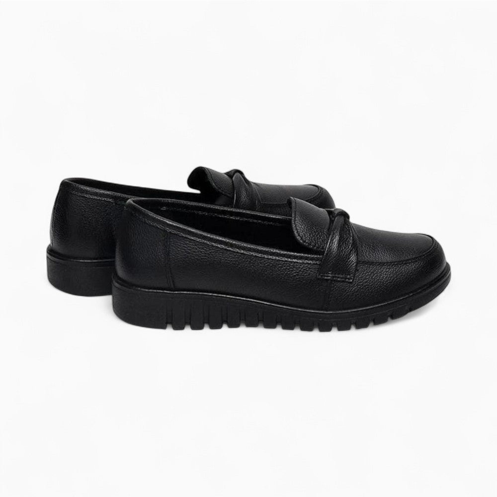 Mocassins Orthopédiques Effet Cuir Avec Coutures Apparentes Pour Femme