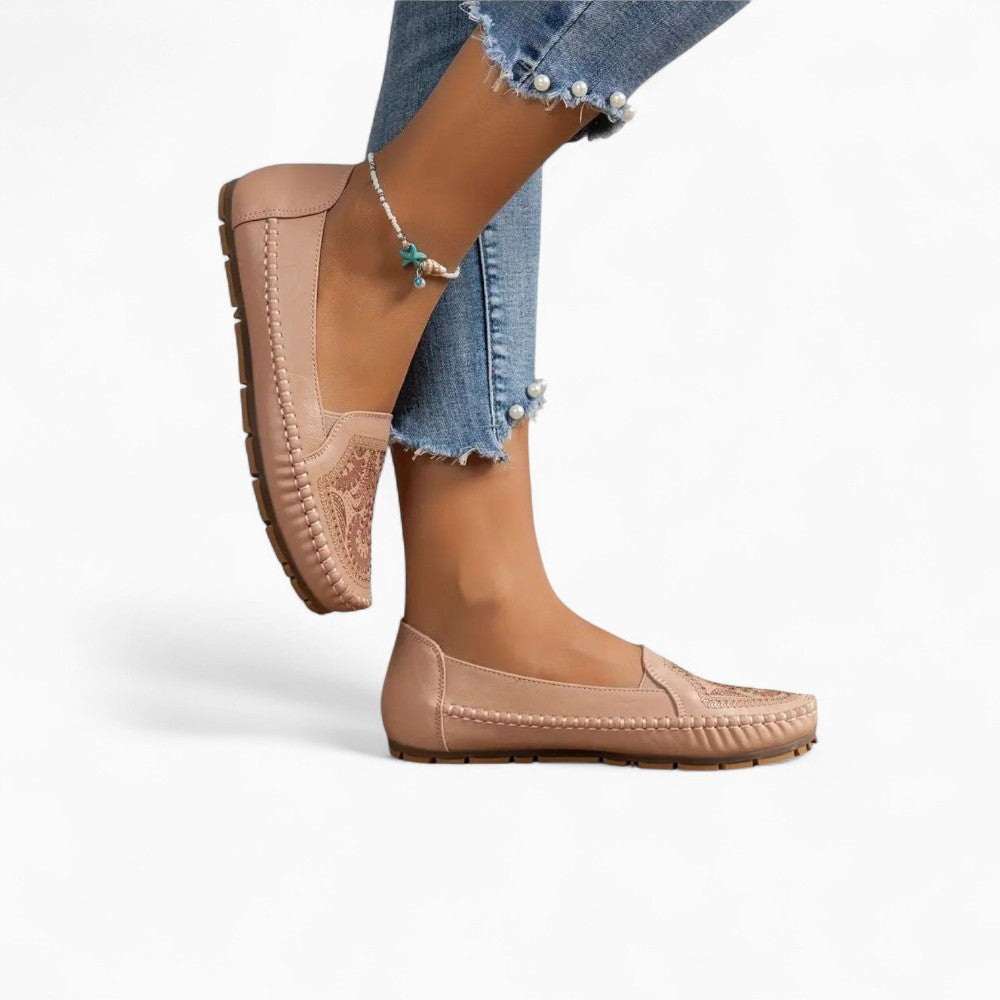 Mocassins Orthopédiques Ajourés En Cuir Synthétique Pour Femme