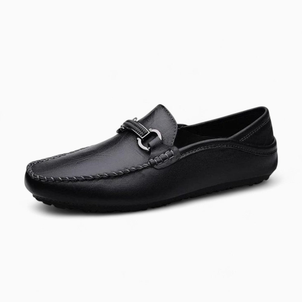 Mocassins Noirs Avec Mors En Métal En Cuir Synthétique Pour Homme