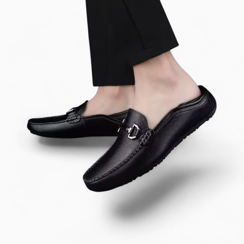 Mocassins Noirs Avec Mors En Métal En Cuir Synthétique Pour Homme