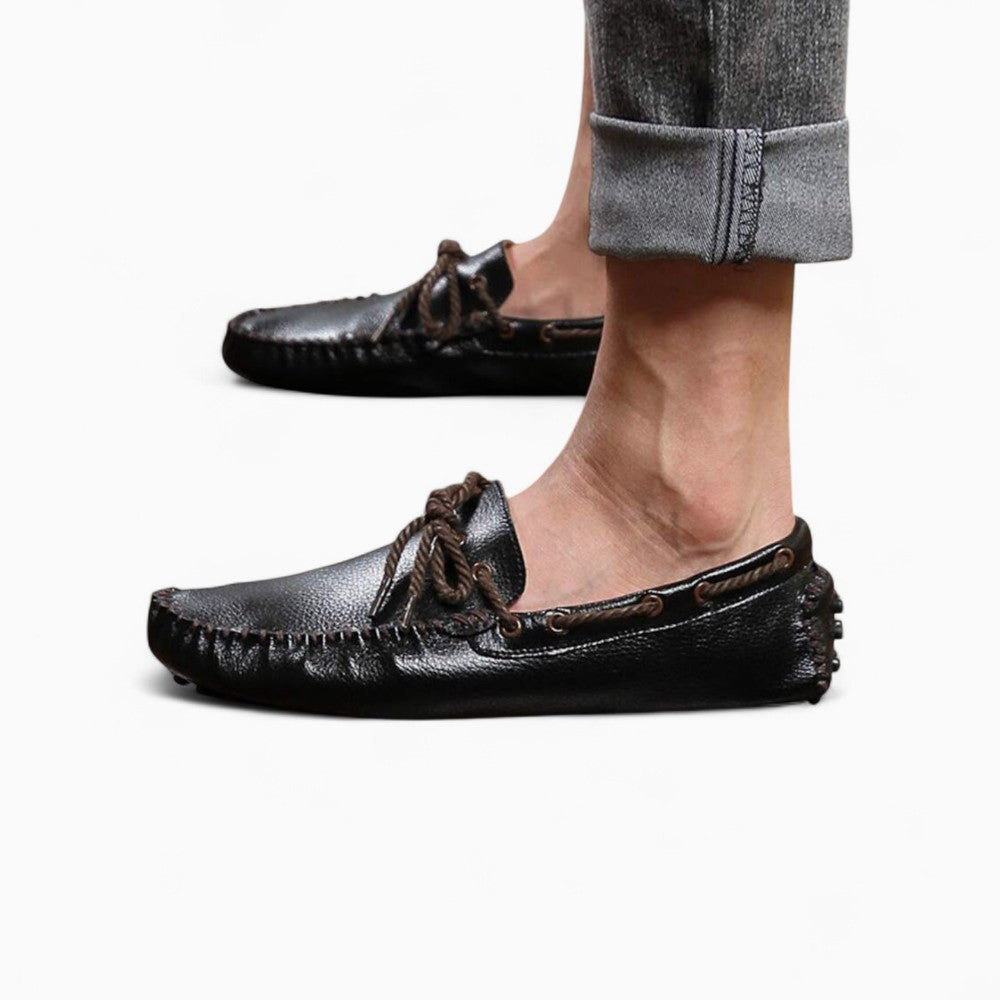 Mocassins Noirs Classiques En Cuir Synthétique Pour Homme
