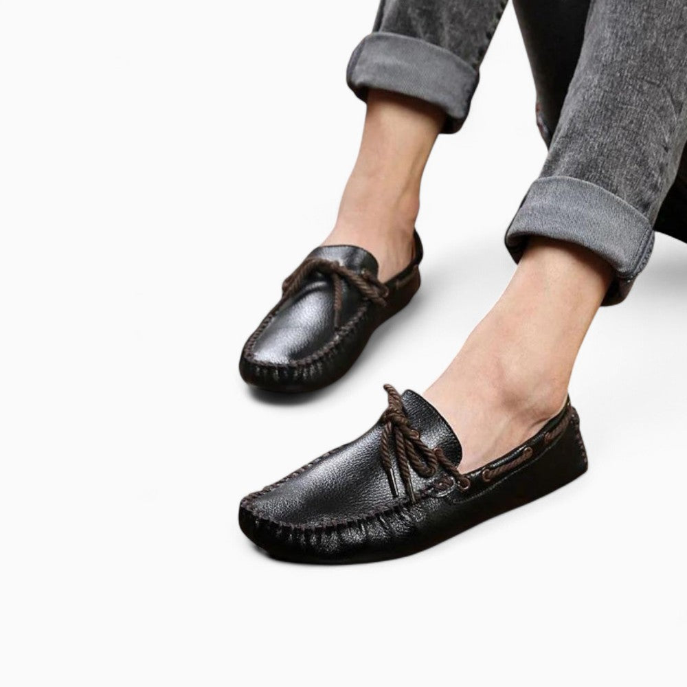 Mocassins Noirs Classiques En Cuir Synthétique Pour Homme